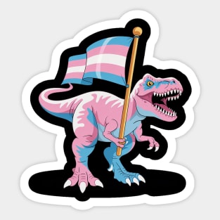 Transgender Dinosaur T-Rex Trans LGBT Pride Flag Pronouns Sticker